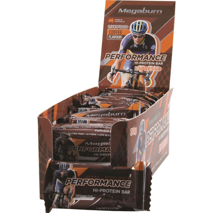 Megaburn Performance Hi-Protein Espresso Bar 30g x 24 Display Pack