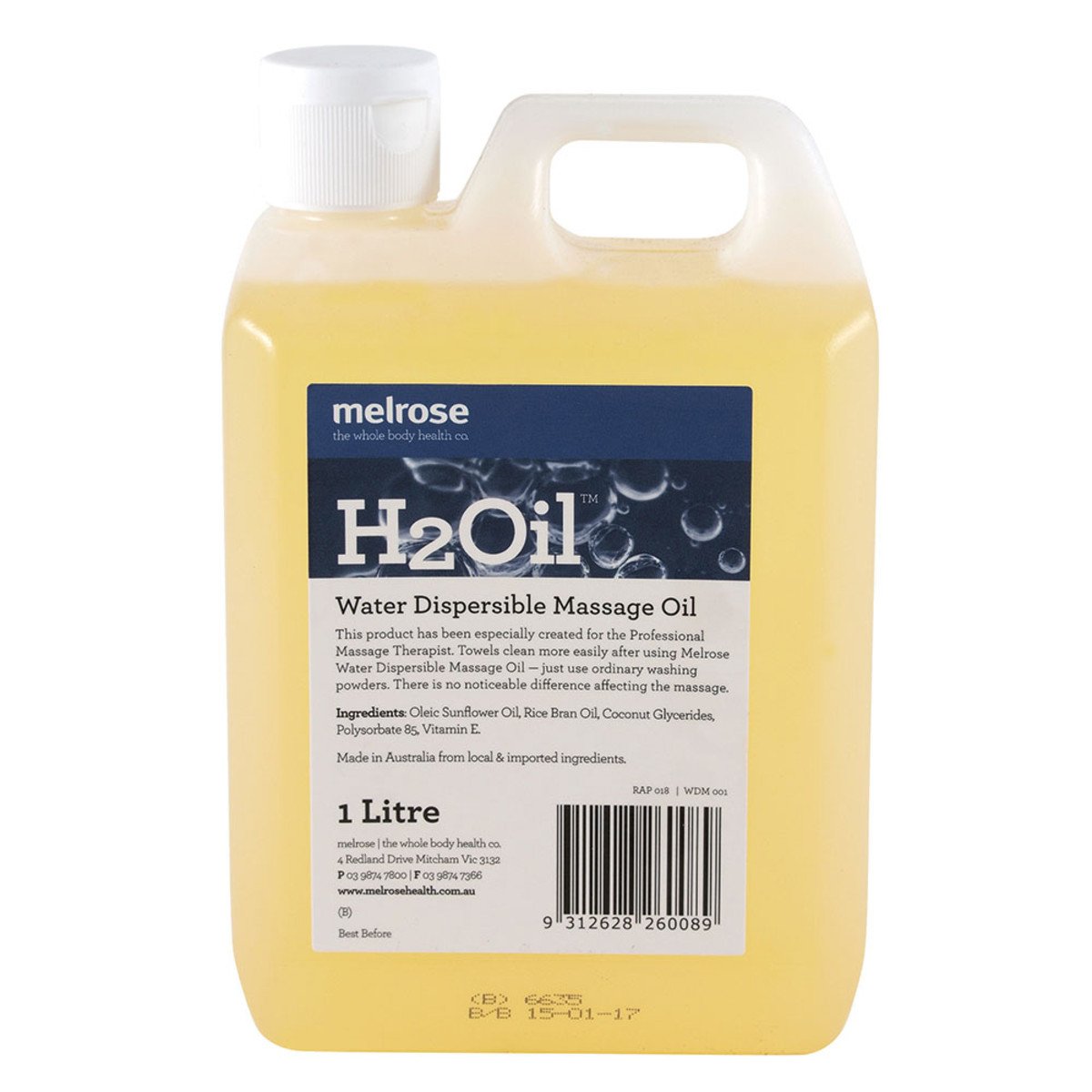 Melrose H2Oil Water Dispersible Massage Oil 1L