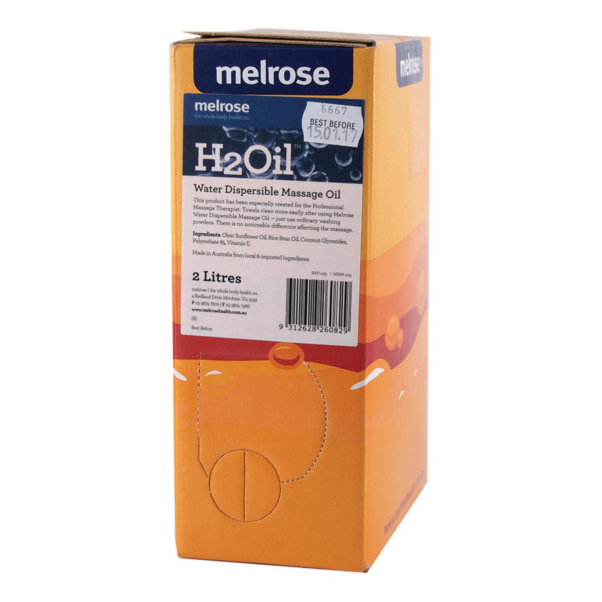 Melrose H2Oil Water Dispersible Massage Oil 2L