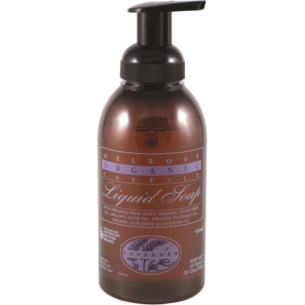 Melrose Organic Castile Soap Lavender Pump 500ml