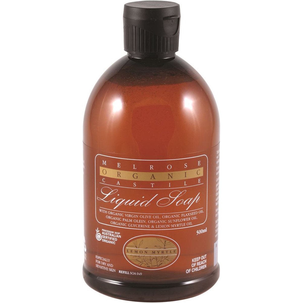 Melrose Organic Castile Soap Lemon Myrtle Refill 500ml