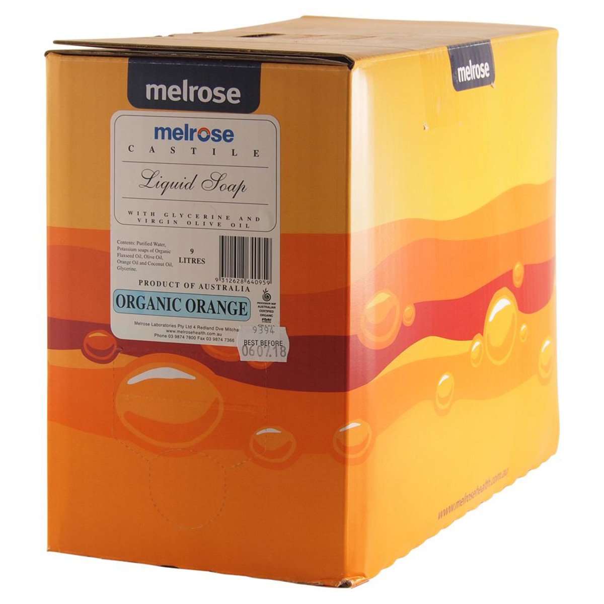 Melrose Organic Castile Soap Orange 9L