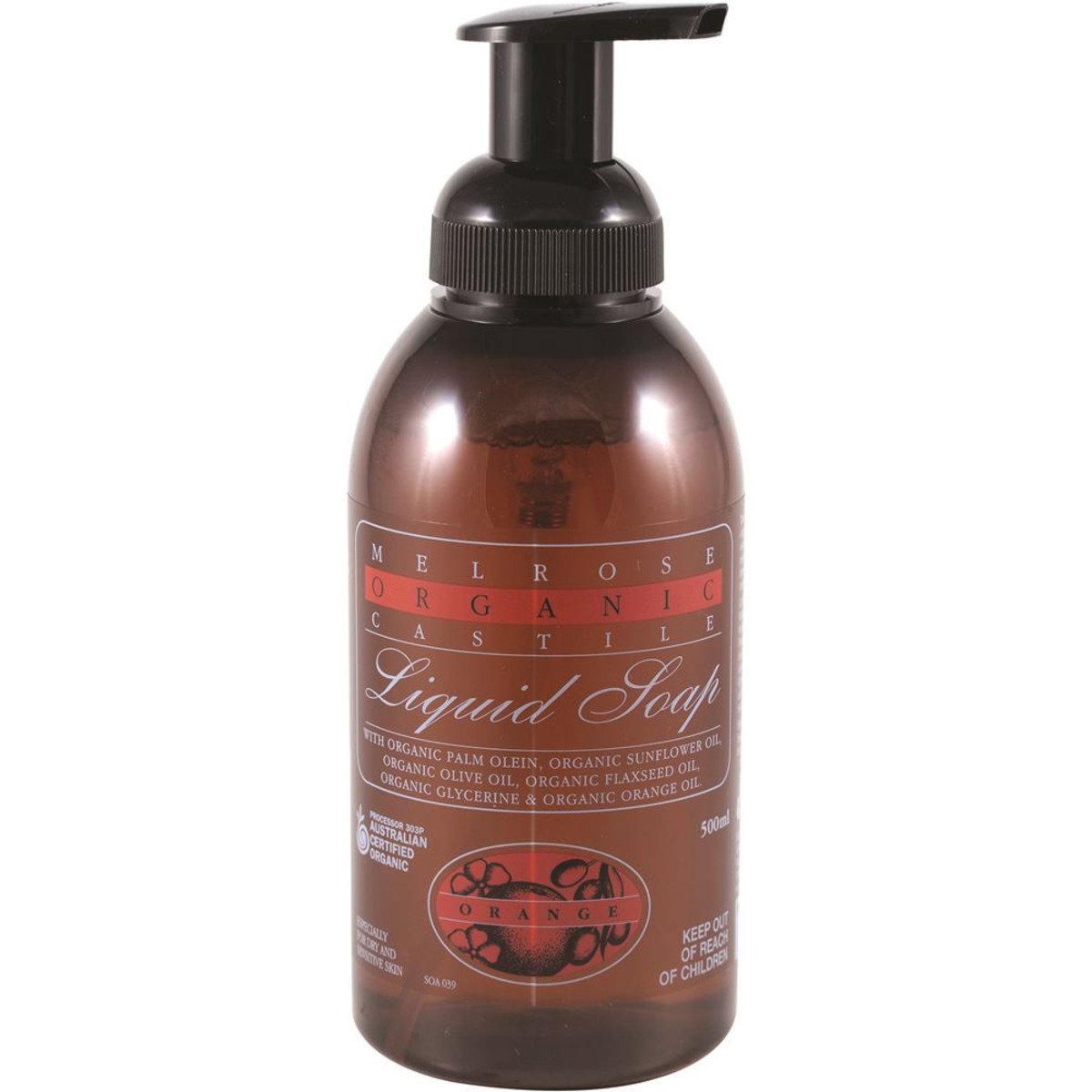 Melrose Organic Castile Soap Orange Pump 500ml