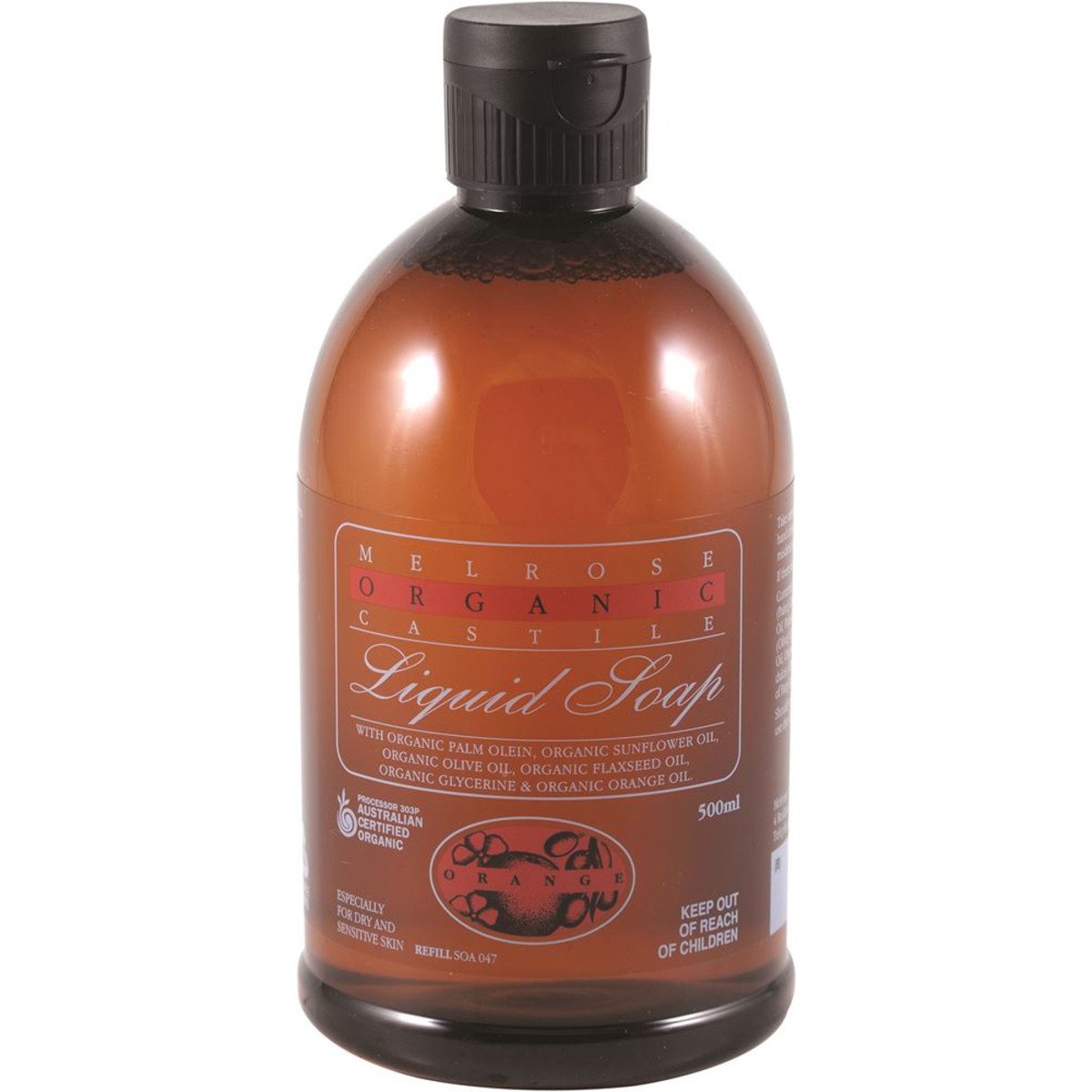 Melrose Organic Castile Soap Orange Refill 500ml