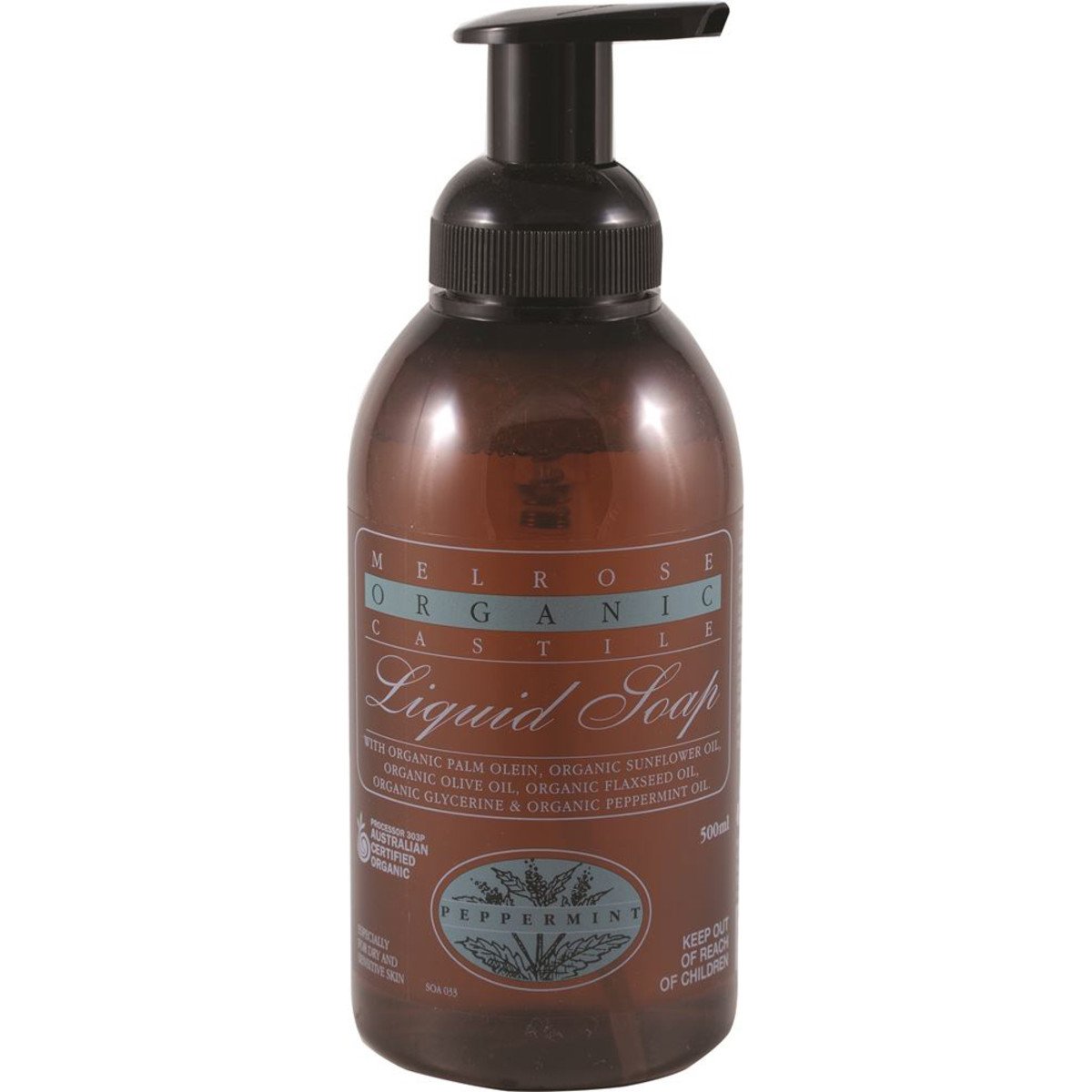 Melrose Organic Castile Soap Peppermint Pump 500ml