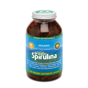 Microrganics Green Nutritionals Mountain Organic Spirulina 520Mg 180 Veggie Capsules