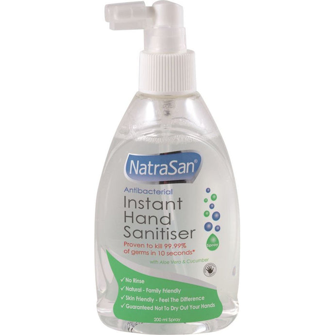 Natralus Natrasan Instant Hand Sanitiser Spray Aloe & Cucumber 200ml