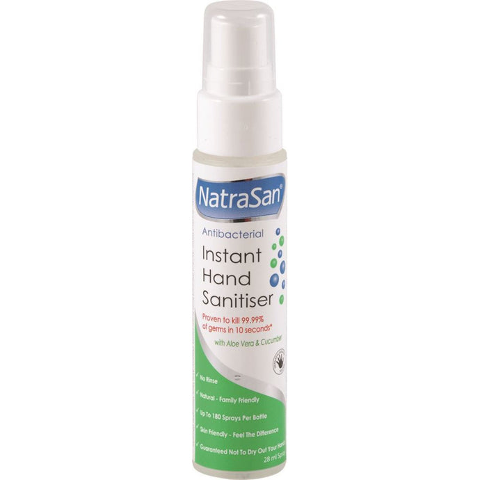 Natralus Natrasan Instant Hand Sanitiser Spray Aloe & Cucumber 28ml