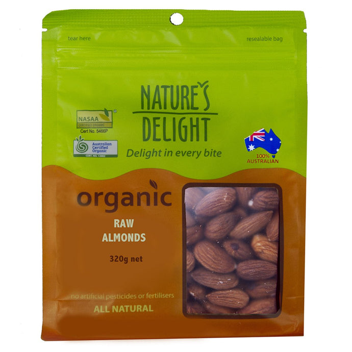 Nature'S Delight Organic Raw Almonds 325g