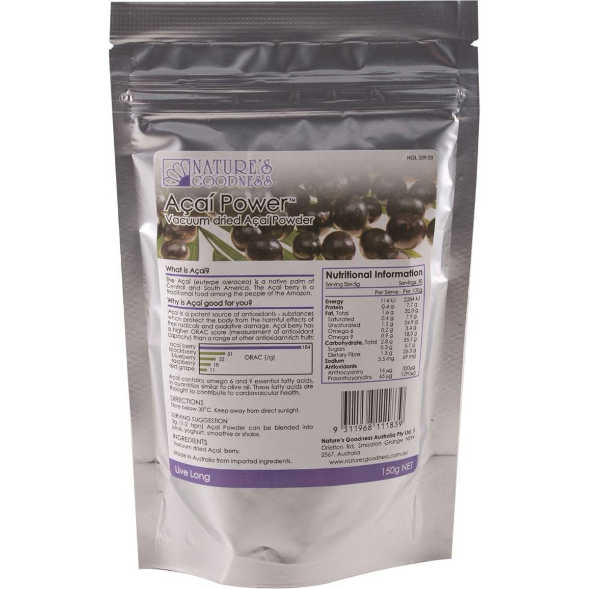 Nature'S Goodness Acai Power Vacuum Dried 150g