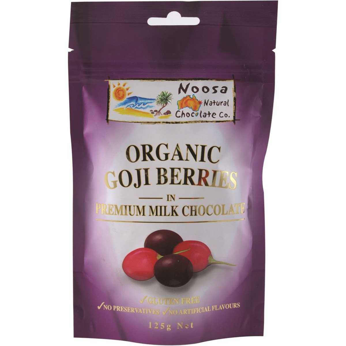 Noosa Natural Goji Berries Milk Chocolate 125g