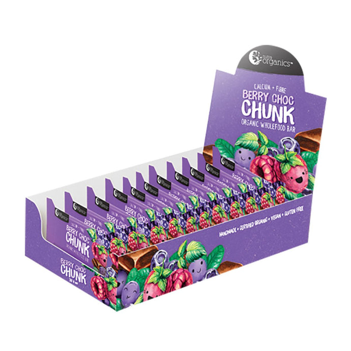 Nutra Organics Organic Wholefood Bars Berry Choc Chunk (Calcium + Fibre) 30g x 16 Display