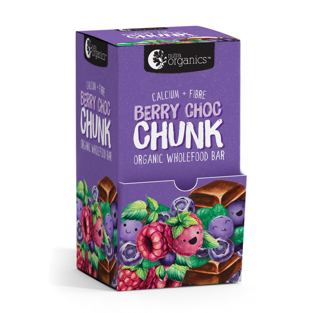 Nutra Organics Organic Wholefood Bars Berry Choc Chunk (Calcium + Fibre) 30g x 30 Display