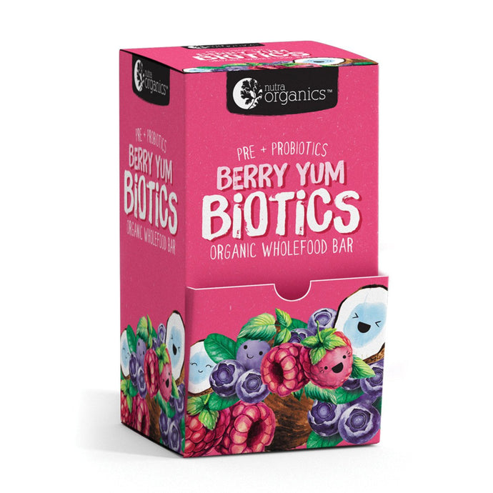 Nutra Organics Organic Wholefood Bars Berry Yum Biotics (Pre + Probiotics) 30g x 30 Display