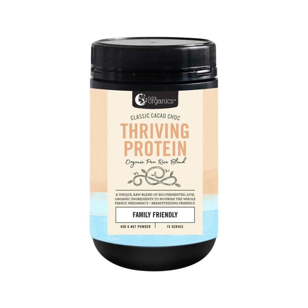 Nutra Organics Thriving Protein Classic Cacao Choc (Organic Pea Rice Blend) 450g