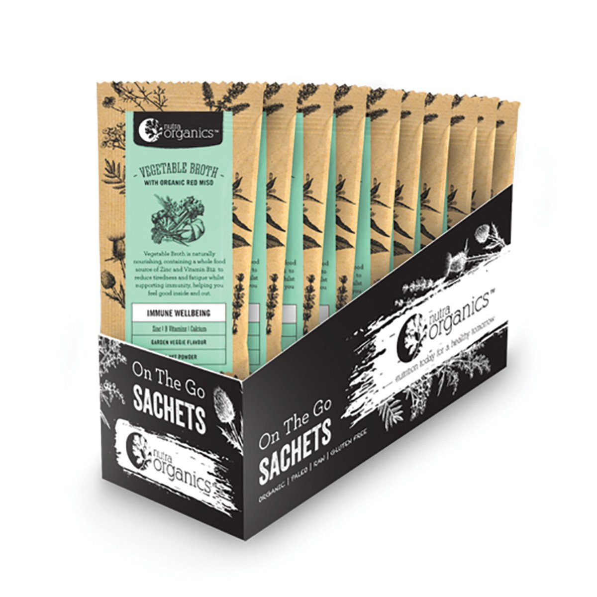 Nutra Organics Vegetable Broth Organic Garden Veggie 6g Sachets x 20 Display