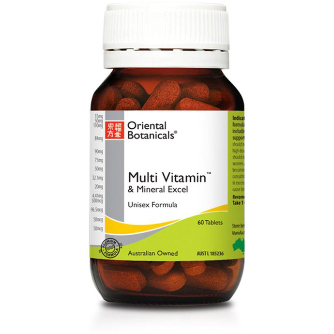 Oriental Botanicals Multi Vitamin And Mineral Excel 60 Tablets