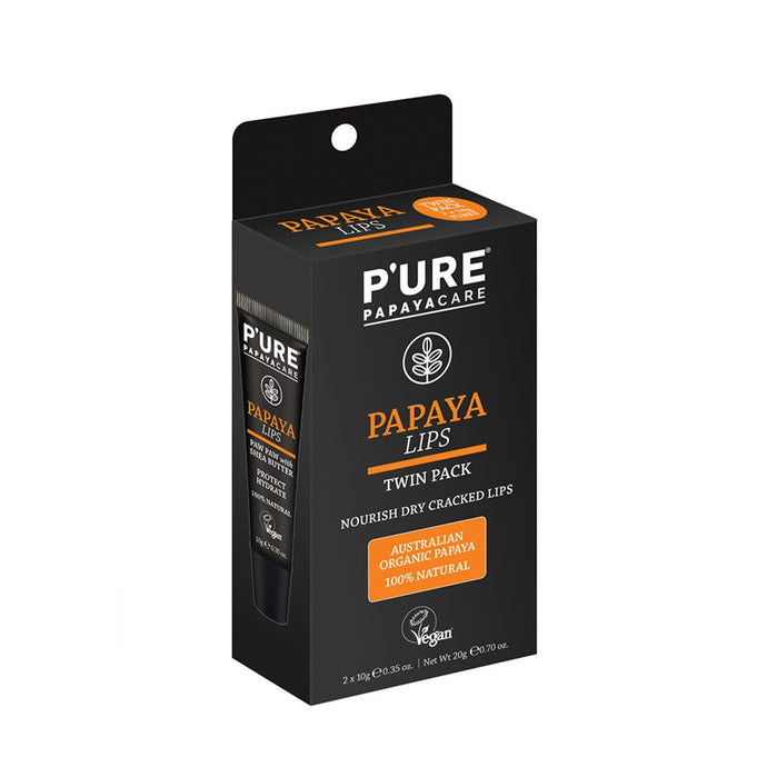 P'Ure Papayacare Papaya Lips 10g x 2 Twin Pack