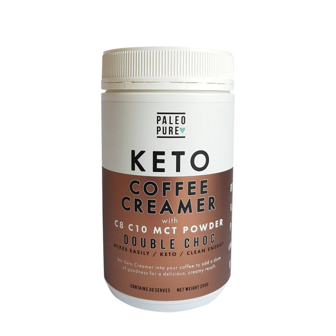 Paleo Pure Keto Coffee Creamer With C8 C10 Mct Powder Double Choc 250g