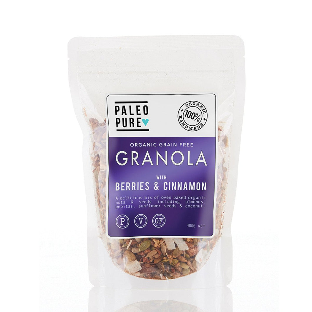 Paleo Pure Organic Grain Free Granola With Berries & Cinnamon 300g