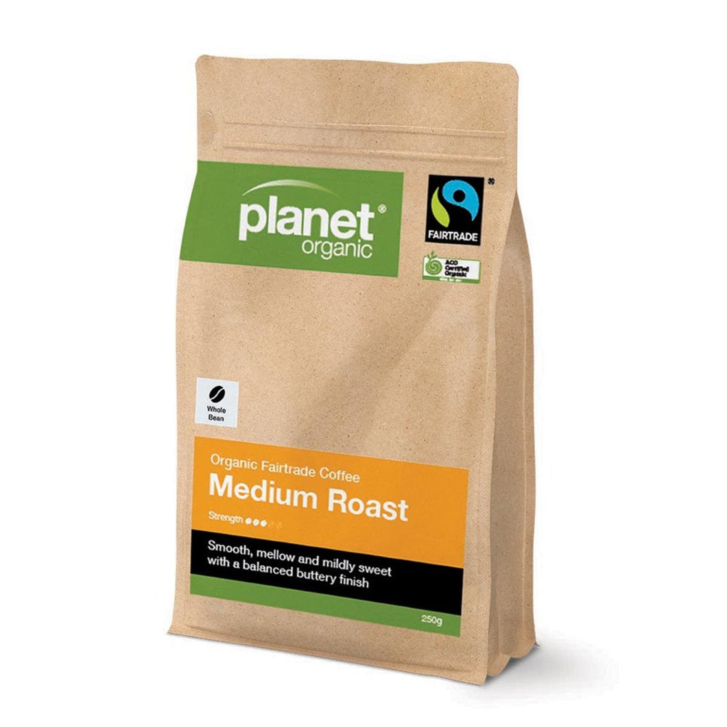Planet Organic Coffee Medium Roast Whole Bean 250g