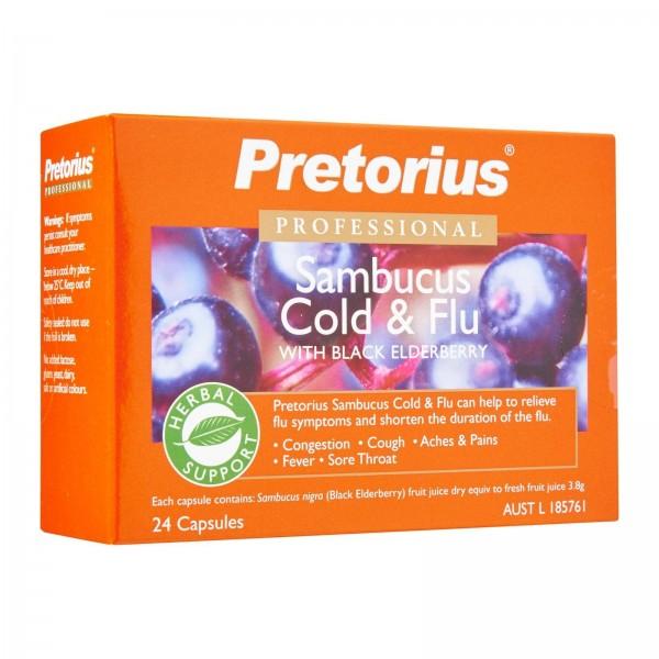 Pretorius Sambucus Cold & Flu With Black Elderberry 24 Capsules
