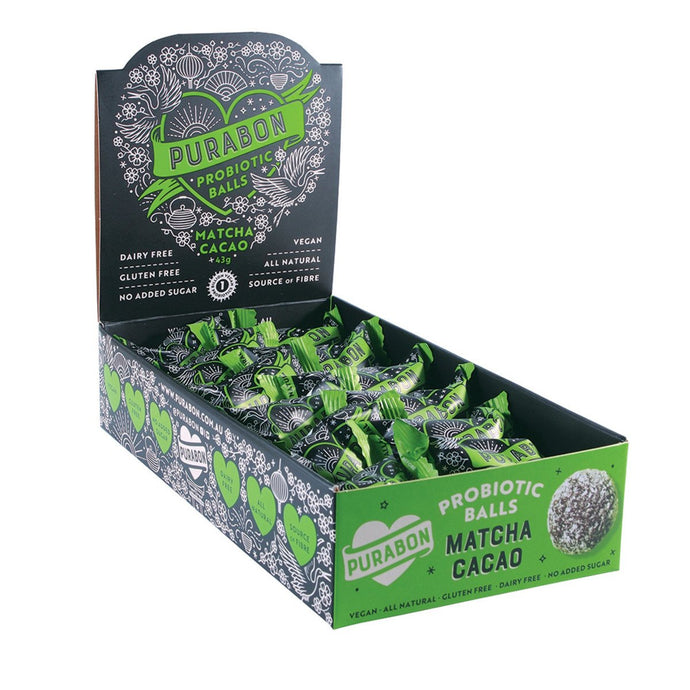 Purabon Probiotic Balls Matcha Cacao 43g x 12 Display