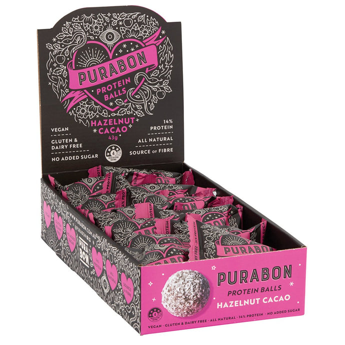 Purabon Protein Balls Hazelnut Cacao 43g x 12 Display