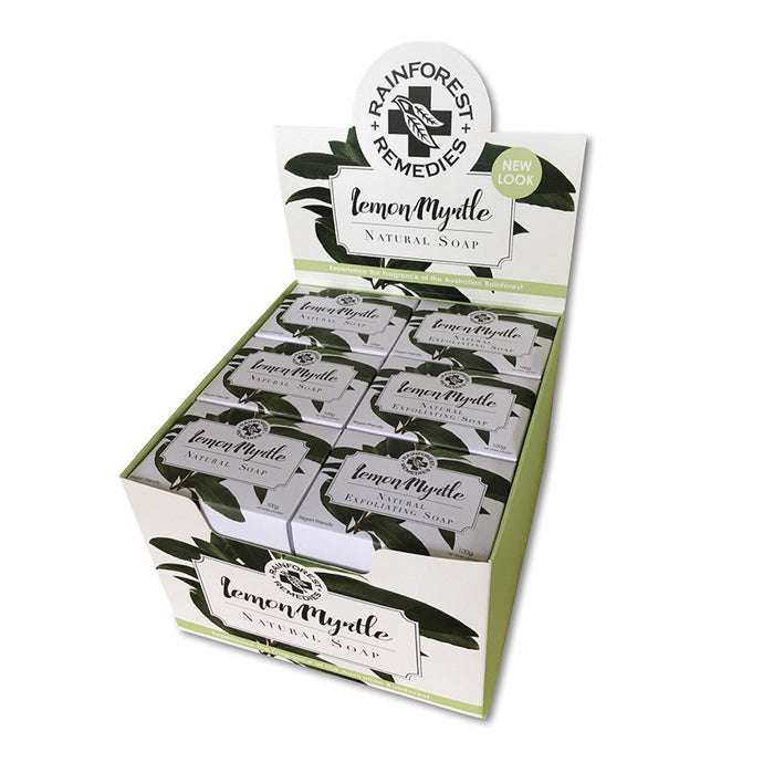 Rainforest Remedies Lemon Myrtle Soap Mixed (Exfoliating & Smooth)100g x 24 Pack Display
