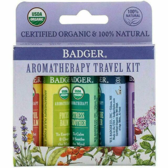 Badger Company Organic Aromatherapy Travel Kit 5 Pack .15 oz (4.3g) Each