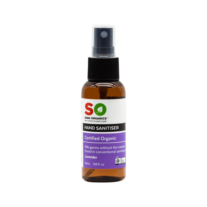 Saba Organics Certified Organic Hand Sanitiser Lavender 50ml