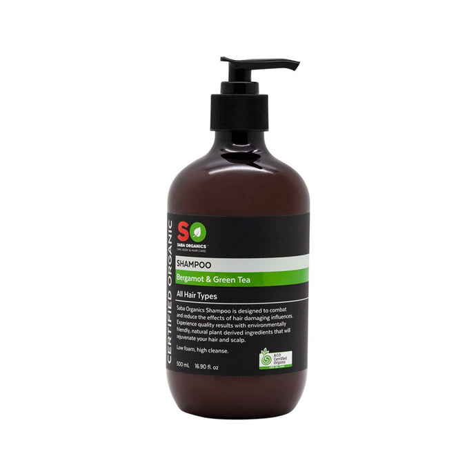 Saba Organics Certified Organic Shampoo Bergamot & Green Tea (All Hair Types) 500ml