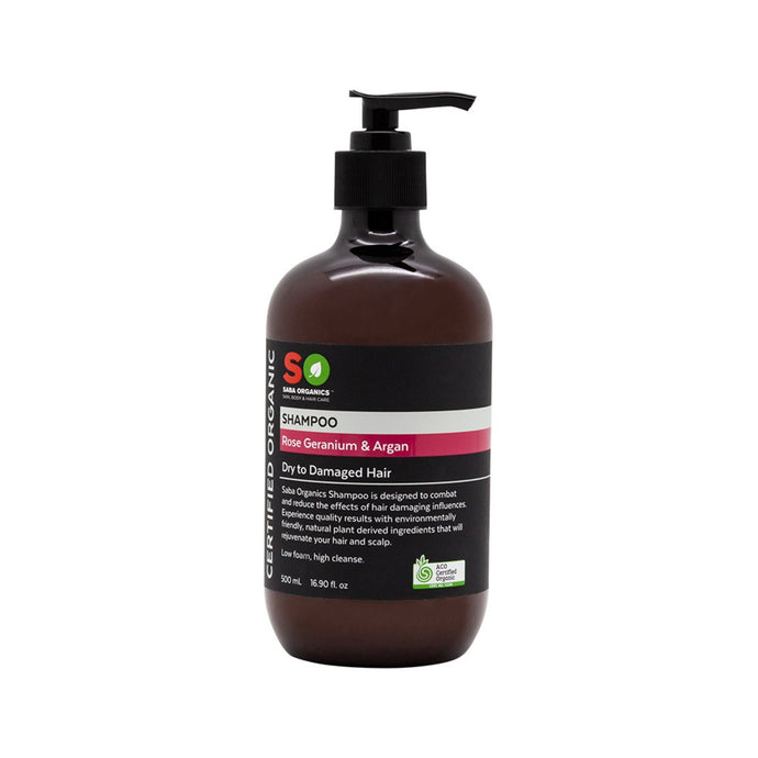 Saba Organics Certified Organic Shampoo Rose Geranium & Argan (Dry/Damaged) 500ml