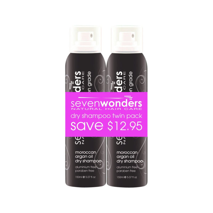 Seven Wonders Natural Hair Care Moroccan Argan Oil Dry Shampoo Spray 150ml x 2 Pack