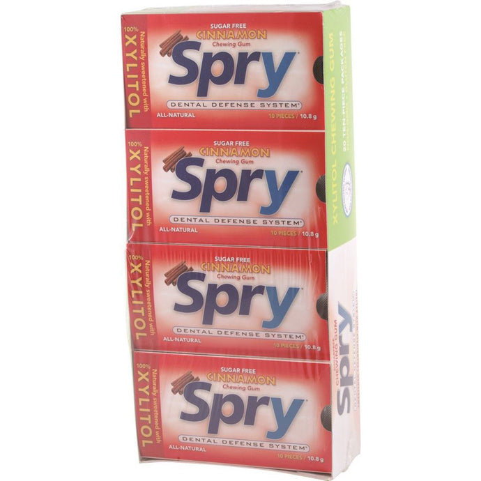Spry xylitol Chewing Gum Cinnamon 10 Piece Blister Pack x 20 Display