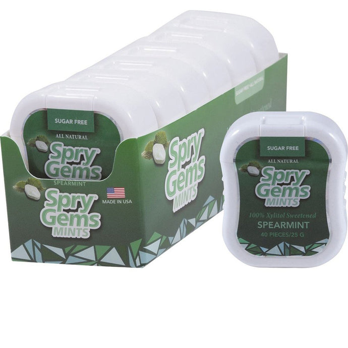 Spry xylitol Gems Mints Spearmint 25g x 6 Packs Display