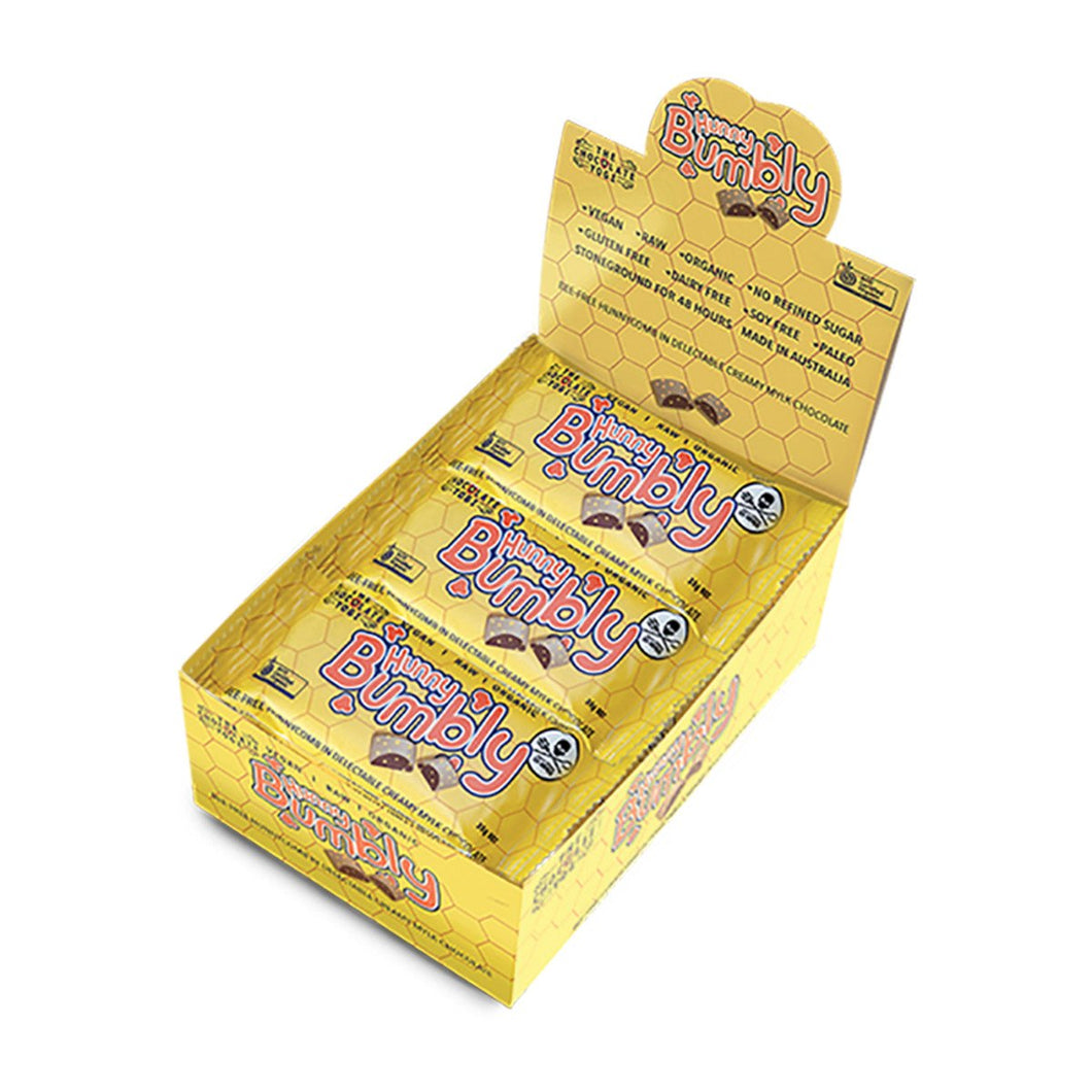 The Chocolate Yogi Hunny Bumbly Vegan Mylk Chocolate Bar Honeycomb 35g x 15Pk