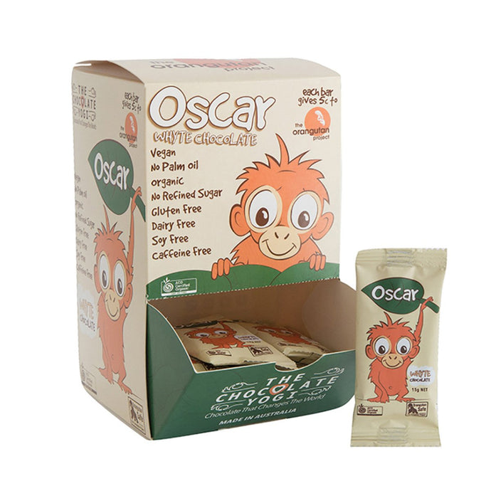 The Chocolate Yogi Oscar Orangutan Dairy Free Whyte Chocolate Bar 15g x 50 Pack