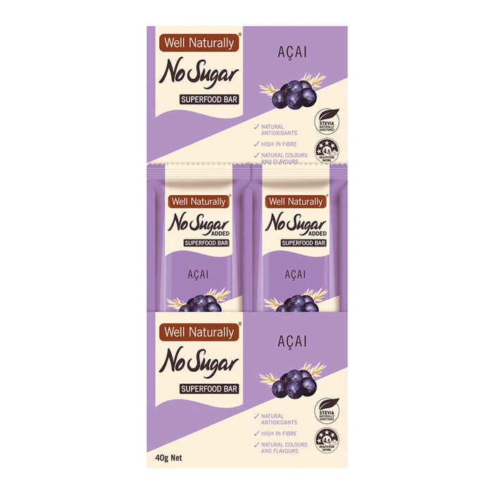 Well Naturally No Added Sugar Bar Super Food Acai 40g x 16 Display