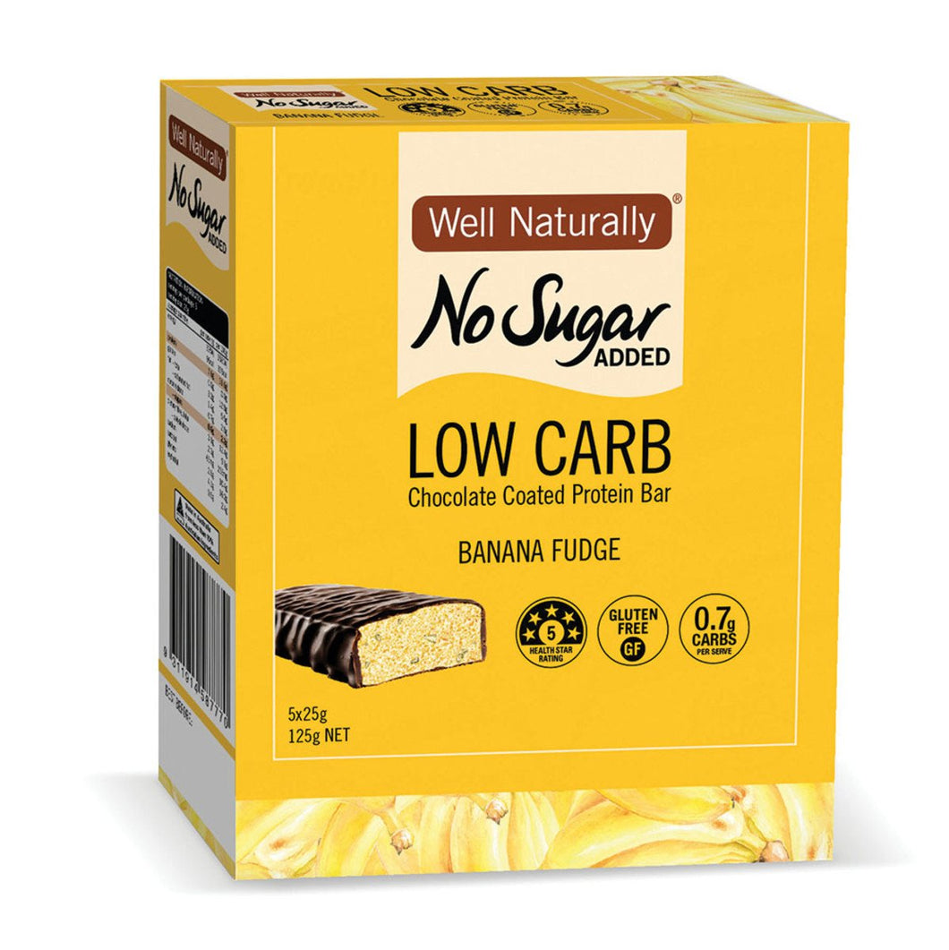 Well Naturally No Added Sugar Protein Mini Bar Banana Fudge 25g x 5 Pack