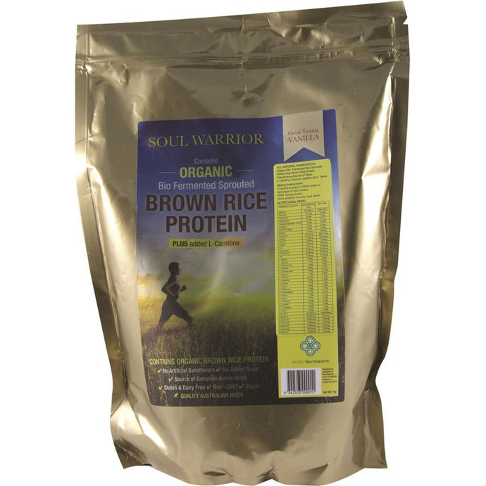 Wise Nutrients Soul Warrior Organic Brown Rice Protein Vanilla Plus L-Carnitine 1Kg