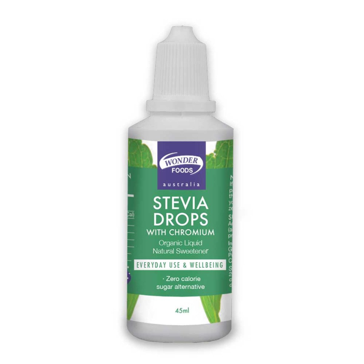 Wonder Foods Organic Stevia Drops Plus Chromium 45ml