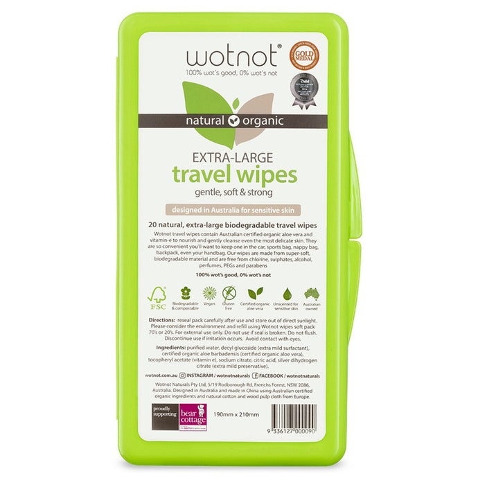 Wotnot Extra-Large Travel Wipes x 20 Pack Hard Case