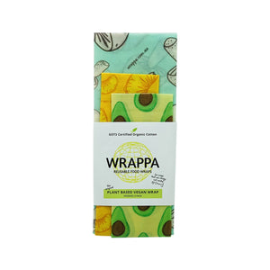 Wrappa Reusable Food Wrap Plant Based Vegan Wrap Foodies 3 Pack